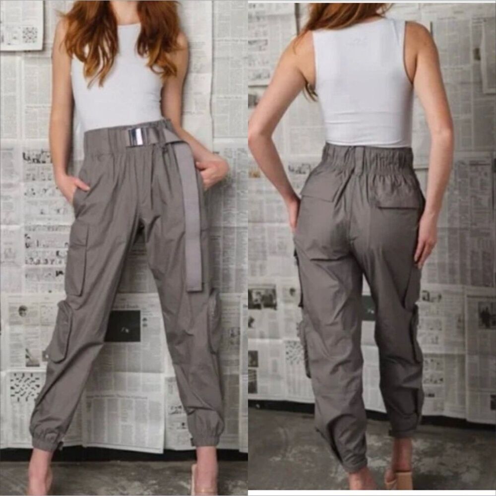 Vitality Balance Athletica Noa Cargo Jogger Pant Size Small Grey Belted